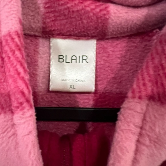 BLAIR Womens Fleece Plaid Zip Up Jacket - Picture 5 of 7